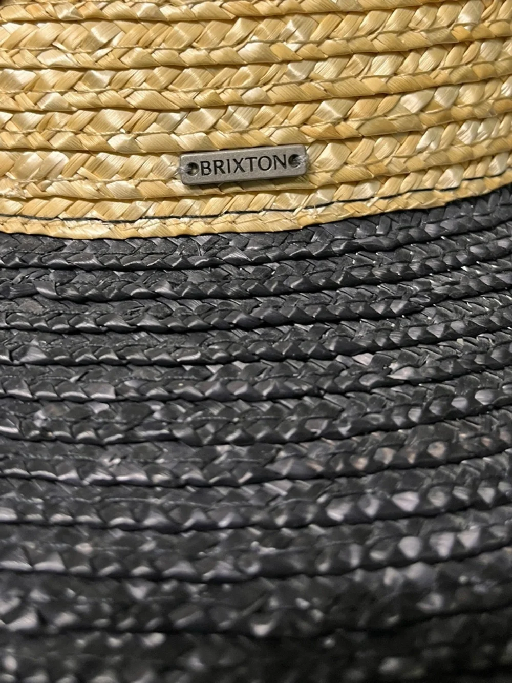 BRIXTON Joanna Wheat Straw Hat in Black and Honey Sz M/L